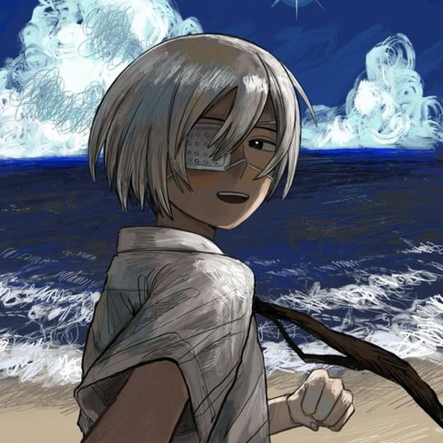 モノクロの青